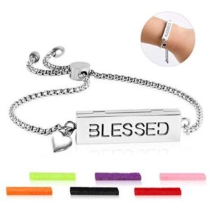 ttstar Essential Oil Diffuser Bracelet - Adjustable Slide Healing Bracelet with 316L Stainless Steel Locket Aromatherapy Bracelet for Women